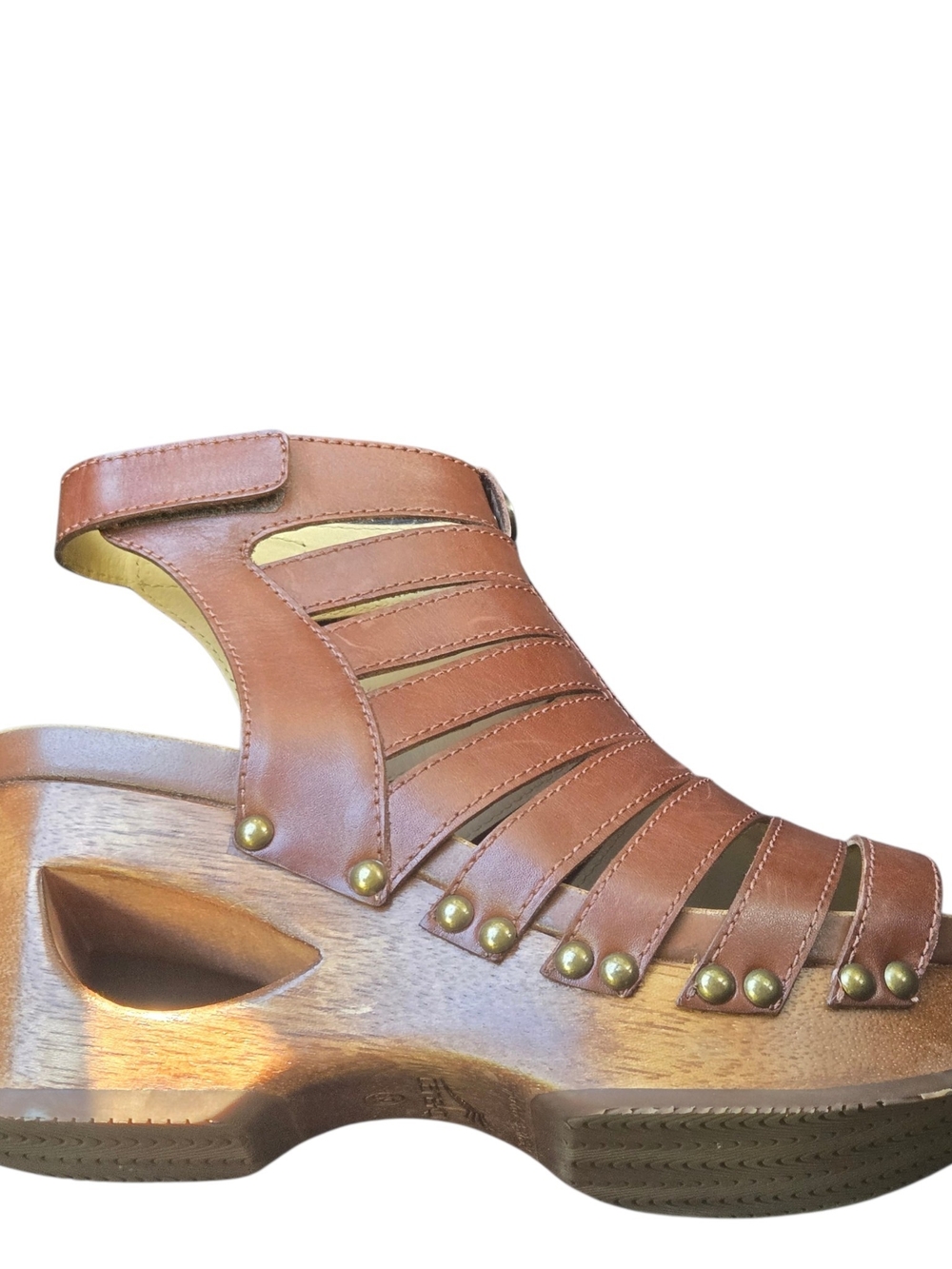 Title: Dansko Brown Leather Cutout Wood Wedge Platform Sandals EU 39 US 8–8.5D